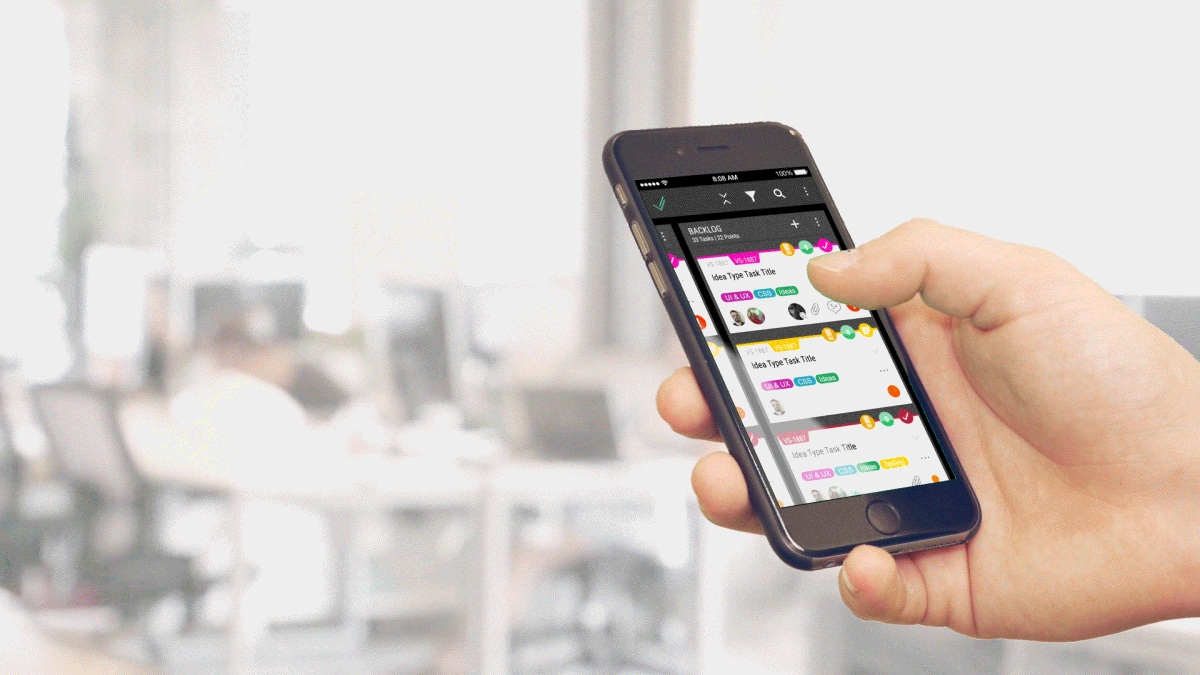 GIF showing a hand browsing an iPhone app