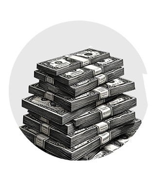 illustration of pile of paper money dollars