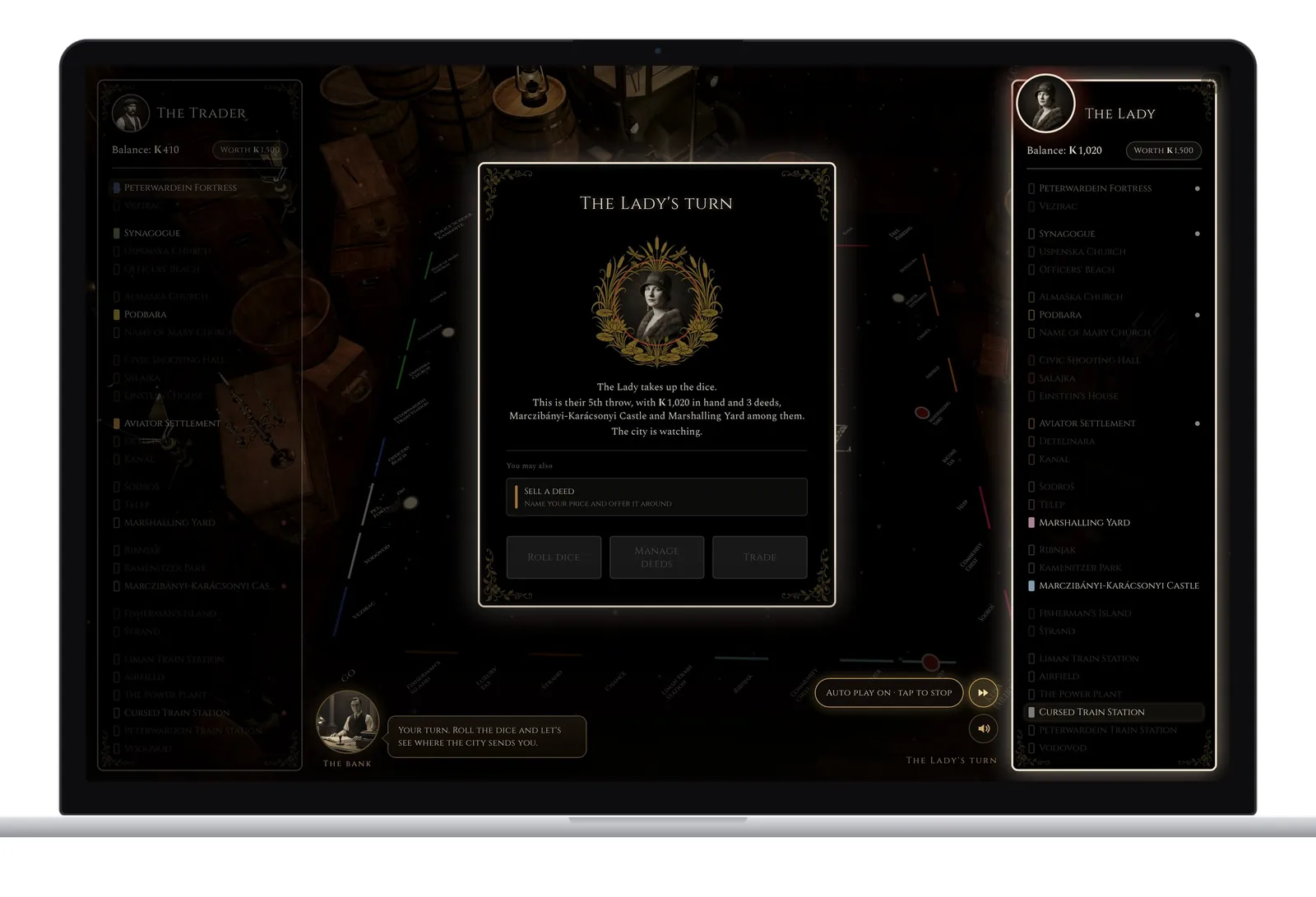 The Lady's turn card on a laptop
